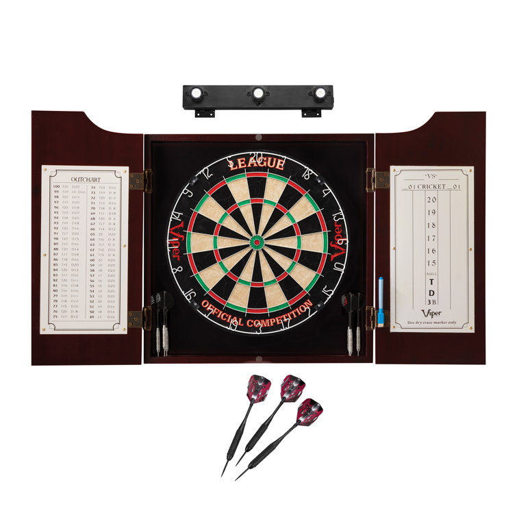 Viper League Sisal Dartboard, Hudson Cabinet, Black Mariah Steel